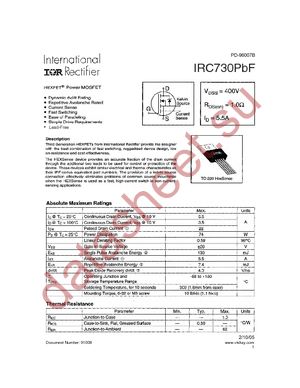 IRC730PBF datasheet  